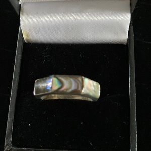 Abalone Shell Inlay Women's Band - Iridescent Colors size 8